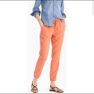 J. Crew Point Sur Seaside Coral Drawstring Linen Joggers